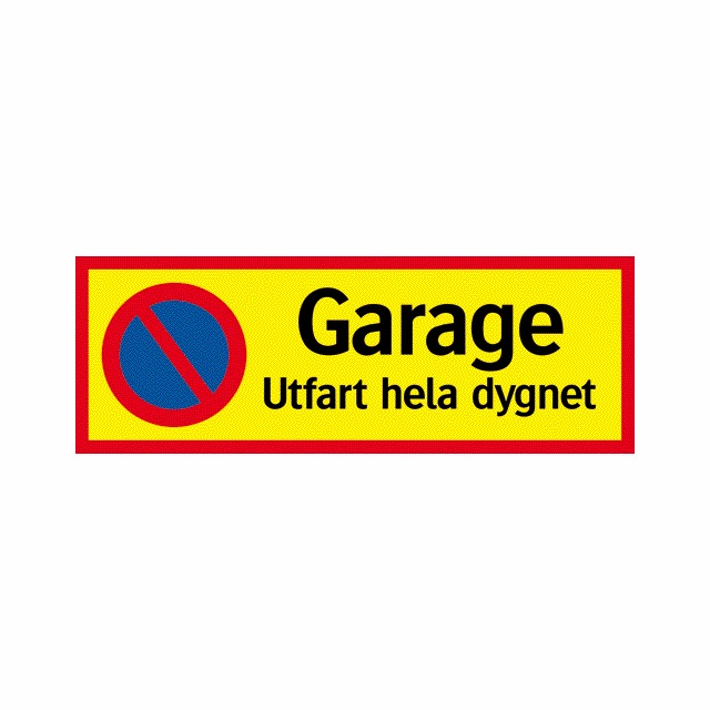 SKYLT GARAGE UTFART 594X210MM